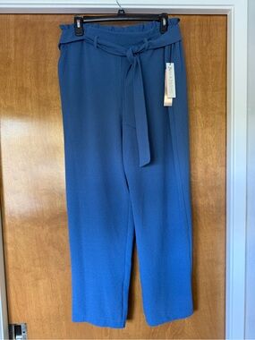 june & hudson Cobalt Blue Wide Leg Paperbag Waist Tie Pants